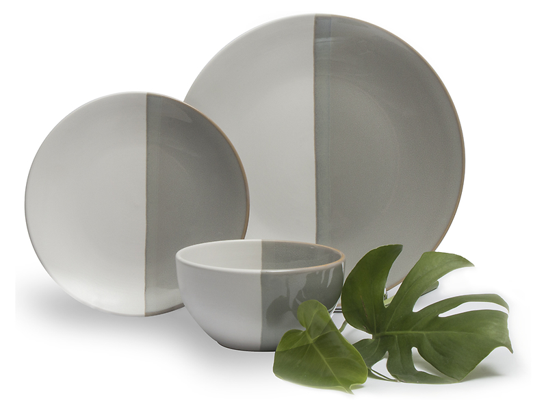 Komplet obiadowy 18 el. porcelit Kazuko szary