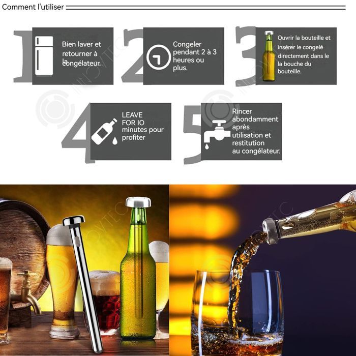 Enfriador de botellas INN, enfriador de vino, dispensador de cerveza y abridor de botellas, acero inoxidable para bar y fiestas.