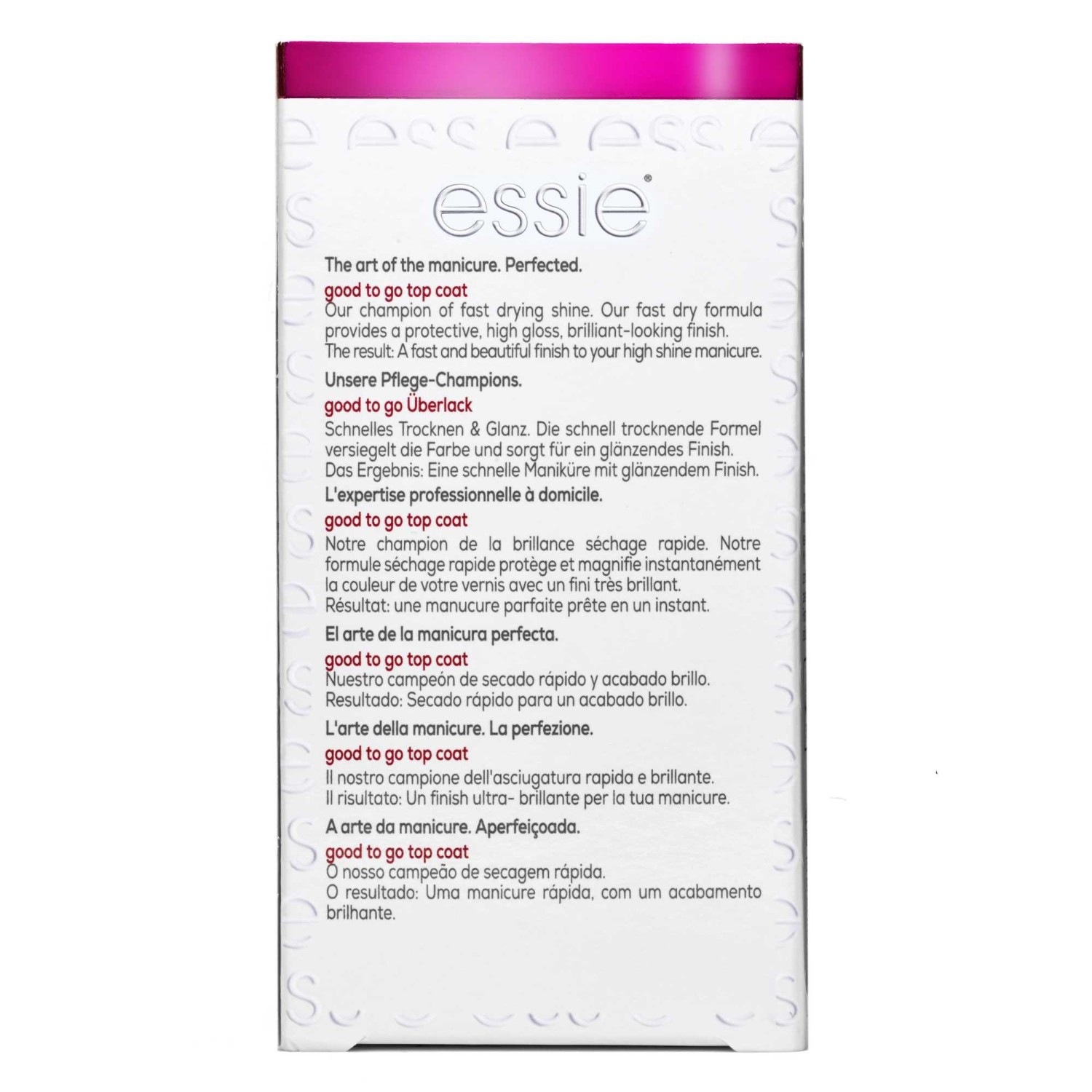 essie Top coat séchage rapide et résultat brillant.