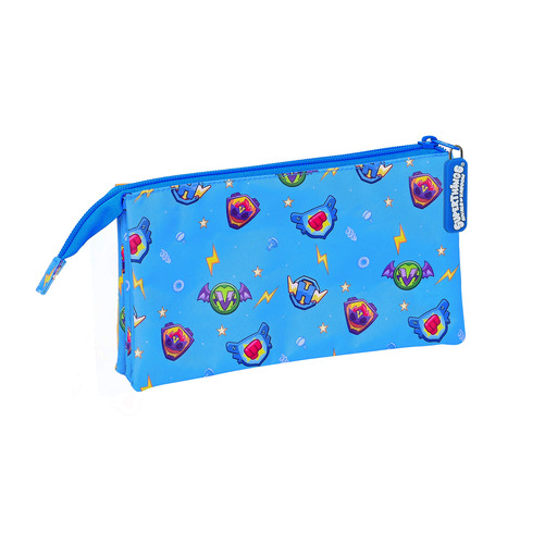  Estojo triplo para lápis Safta Superthings Série 7, 220x30x120 mm, azul/multicolorido