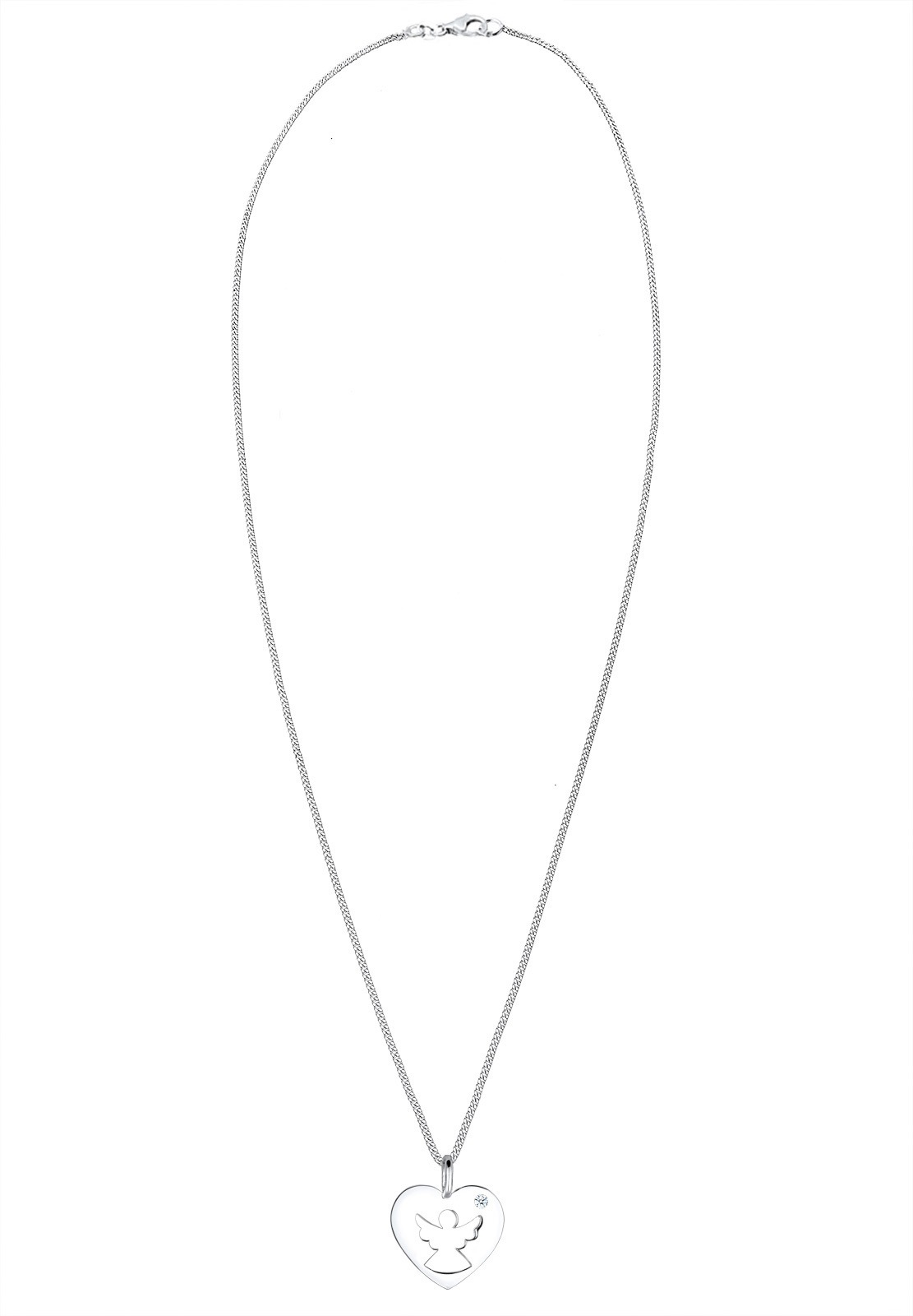 Elli DIAMONDS Femme Coeur Ange Gardien Diamant (0.03 ct.) - (925/1000) Argent