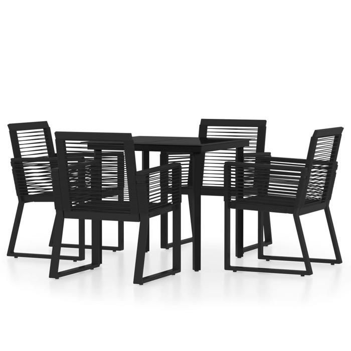 Set da pranzo da giardino BURKE a 5 pezzi - Nero - Tavolo 80x80x74 cm - Sedie 53x57x77 cm - Rattan in PVC