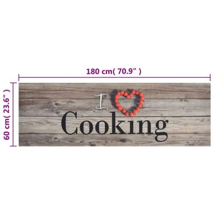 vidaXL Tapis de cuisine lavable impression cuisine gris 60x180 cm 136547