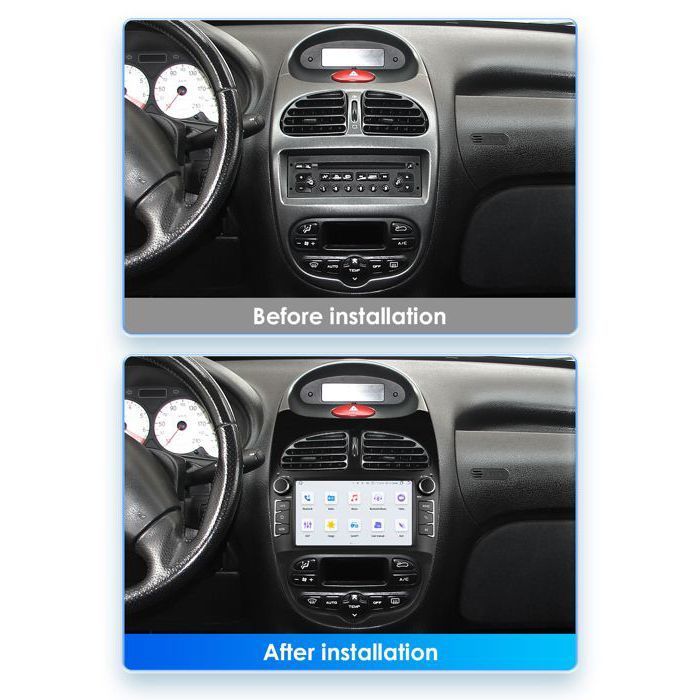 Reproductor multimedia Android para coche de 2+32 GB para PEUGEOT 206 206CC 206SW 2000-2008, unidad principal de audio estéreo GPS, radio para coche Carplay FM