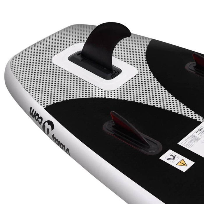 vidaXL Juego de tabla de SUP inflable, tabla de remo, tabla de surf, kit de reparación para exteriores, negro 93384