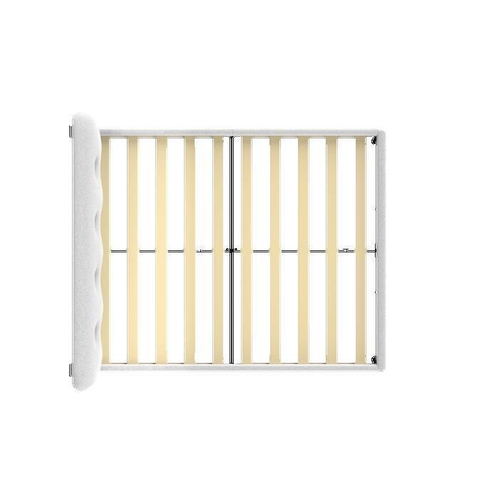 Lit - 160x200 cm - Tête de lit rembourrée Ajustable - Sommier à lattes - Double Support en Métal et Bois - Tissu cachemire blanc