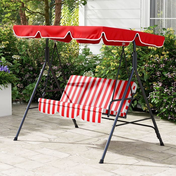 Columpio de jardín - Outsunny - 172x110x153cm - Acero - rojo