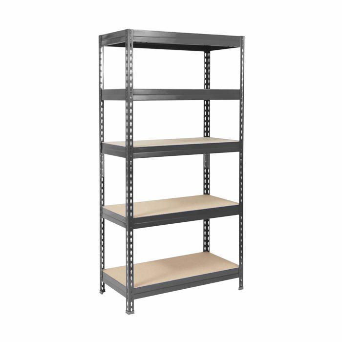 Estantería metálica reforzada de alta resistencia, 5 niveles, gris antracita, 180 x 90 x 60 cm, carga máxima: 875 kg