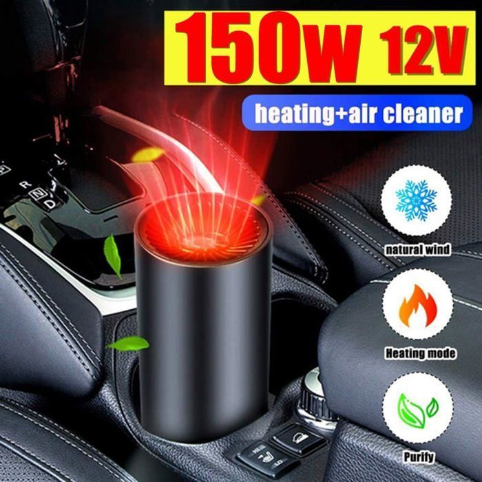 Calefactor para coche - 12V 150W 2 en 1 rápido - Desempañador de parabrisas, desempañador portátil y calefactor auxiliar para furgoneta camper