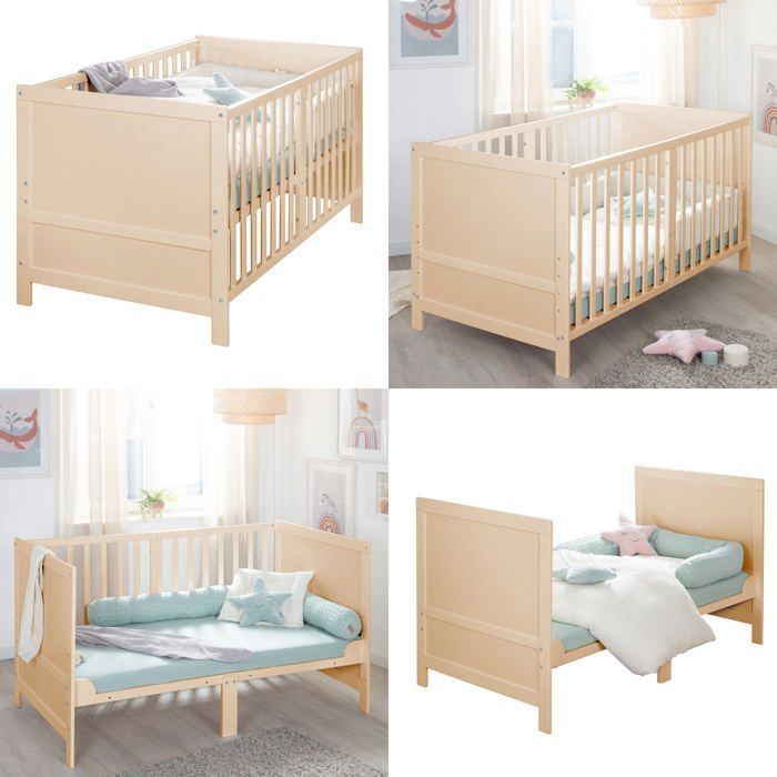 Cuna convertible para bebé - 70 x 140 cm - ROBA - EASY SLEEP - Madera natural