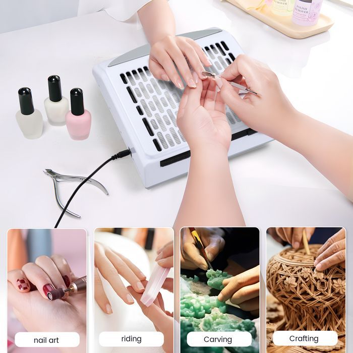 100W Aspirateur Manucure,Aspirateur de Table Ongle Avec Filtre, pour Nail Art ou Salon,Aspirateur de poussière amélioré