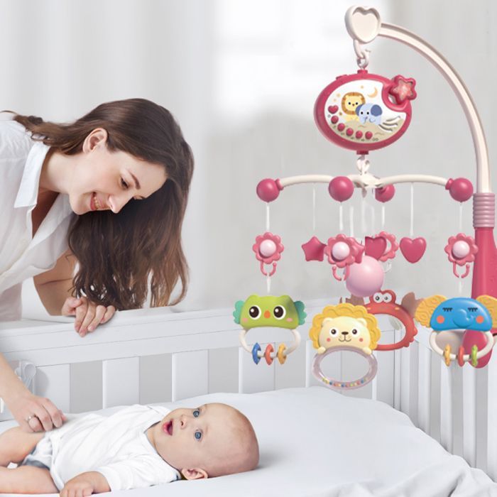 TTLIFE Musical Baby Crib Mobile, 360° Rotating Baby Crib Mobile with Star Projection, Animal Rattles Baby Toys