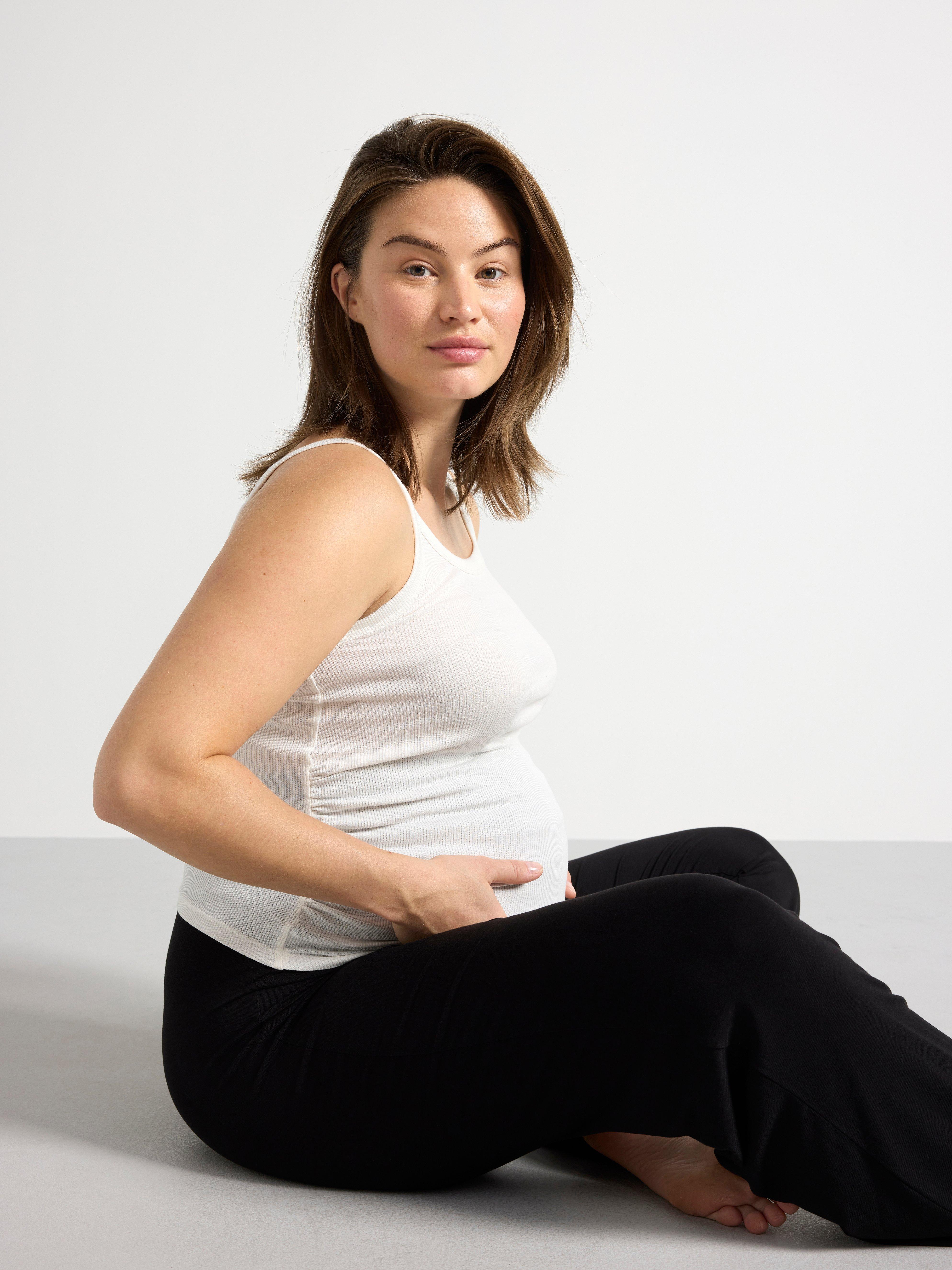 Pyjamas en lin à rubans pour mamans, blanc cassé
