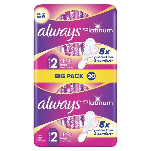 Hygienické vložky Always Platinum Long<br>veľkosť 2, 20 kusov