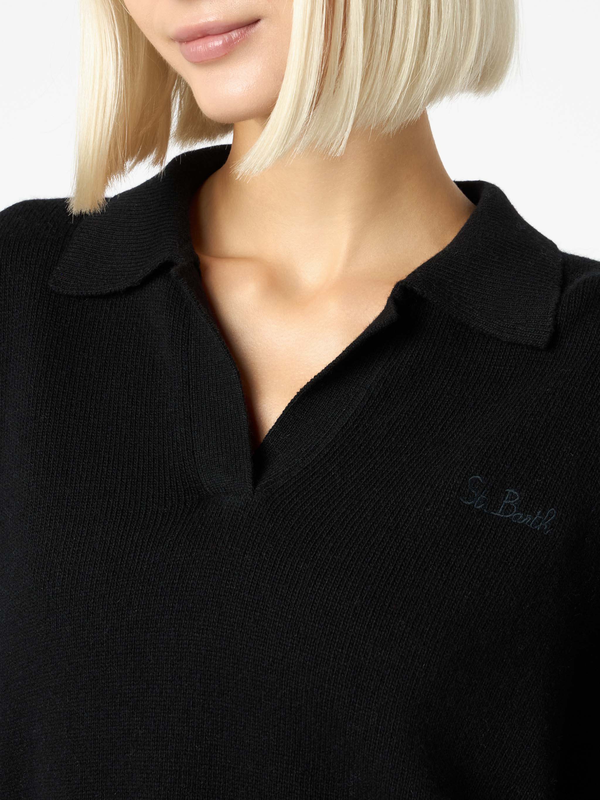 Pull col roulé noir pour femme Eze