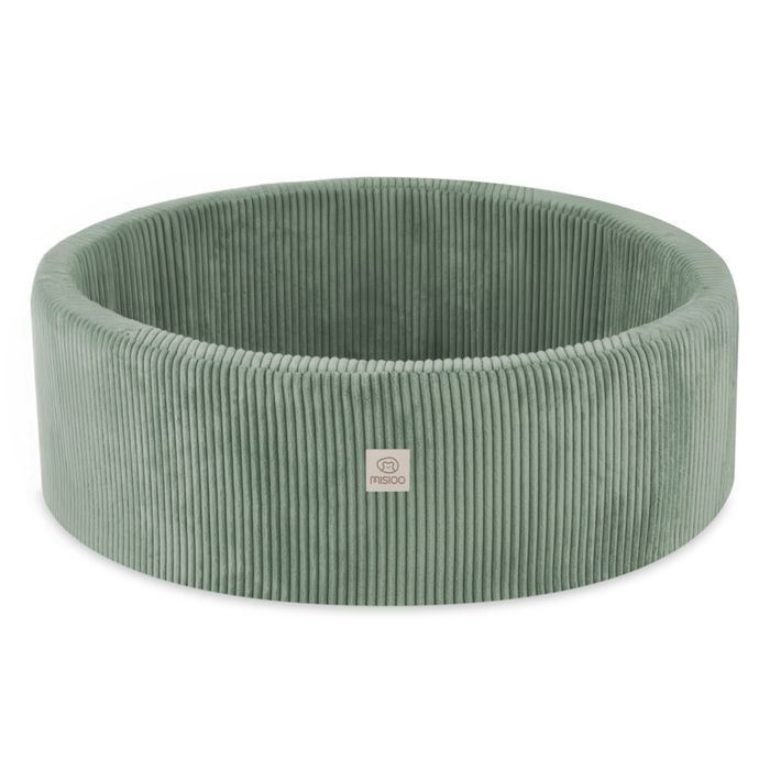 Piscina de bolas redonda de pana MISIOO para habitación de bebé y niños, verde, 90x30 cm, 300 bolas: azul/dorado/blanco perla