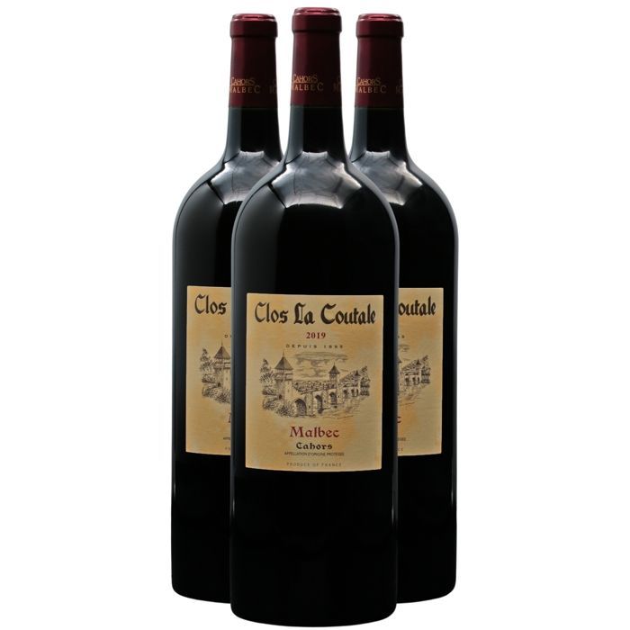 Clos la Coutale Cahors Malbec MAGNUM 2019 - Vin Rouge du Sud-Ouest (3x150cl)