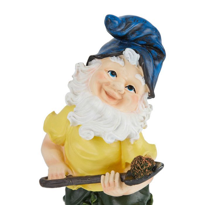Relaxdays Nain de jardin avec pelle, résiste aux intempéries, HxLxP : 32x17x15 cm, figurine, lutin déco, multicolore