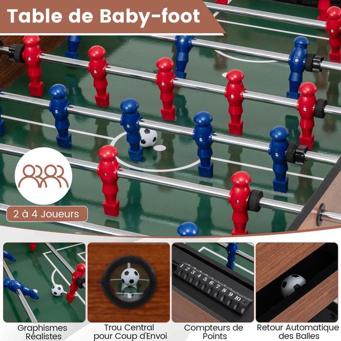 GIANTEX 2-in-1 Rotating Multi-Game Table, Foosball and Billiards, Rich Accessories, 26 Players & Cues & Balls, Family & Adults