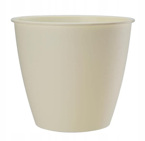 Osłonka plastikowa kremowa okrągła na kwiaty 19x17,6 cm