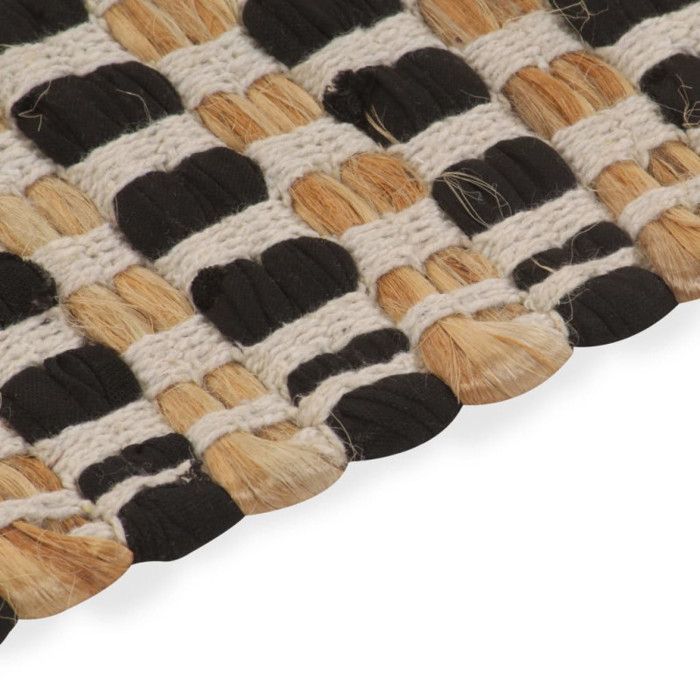 Alfombra de baño de yute natural y negro - VidaXL