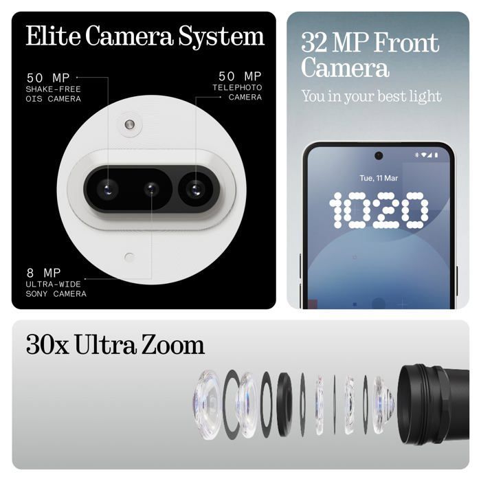 Smartphone Nothing Phone (3a) 5G 12GB 256GB White Dual SIM Snapdragon™ 7s Gen 3