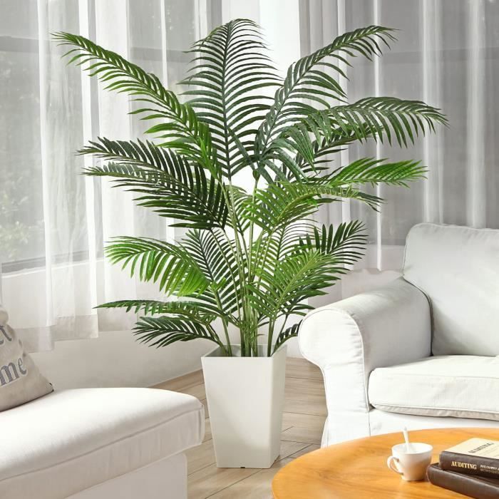 Set of 2 Artificial Decorative Areca Palm Trees, 150cm, Fake Indoor/Outdoor Plants in Plastic Pots for Living Room or Balcony, Green Decoration