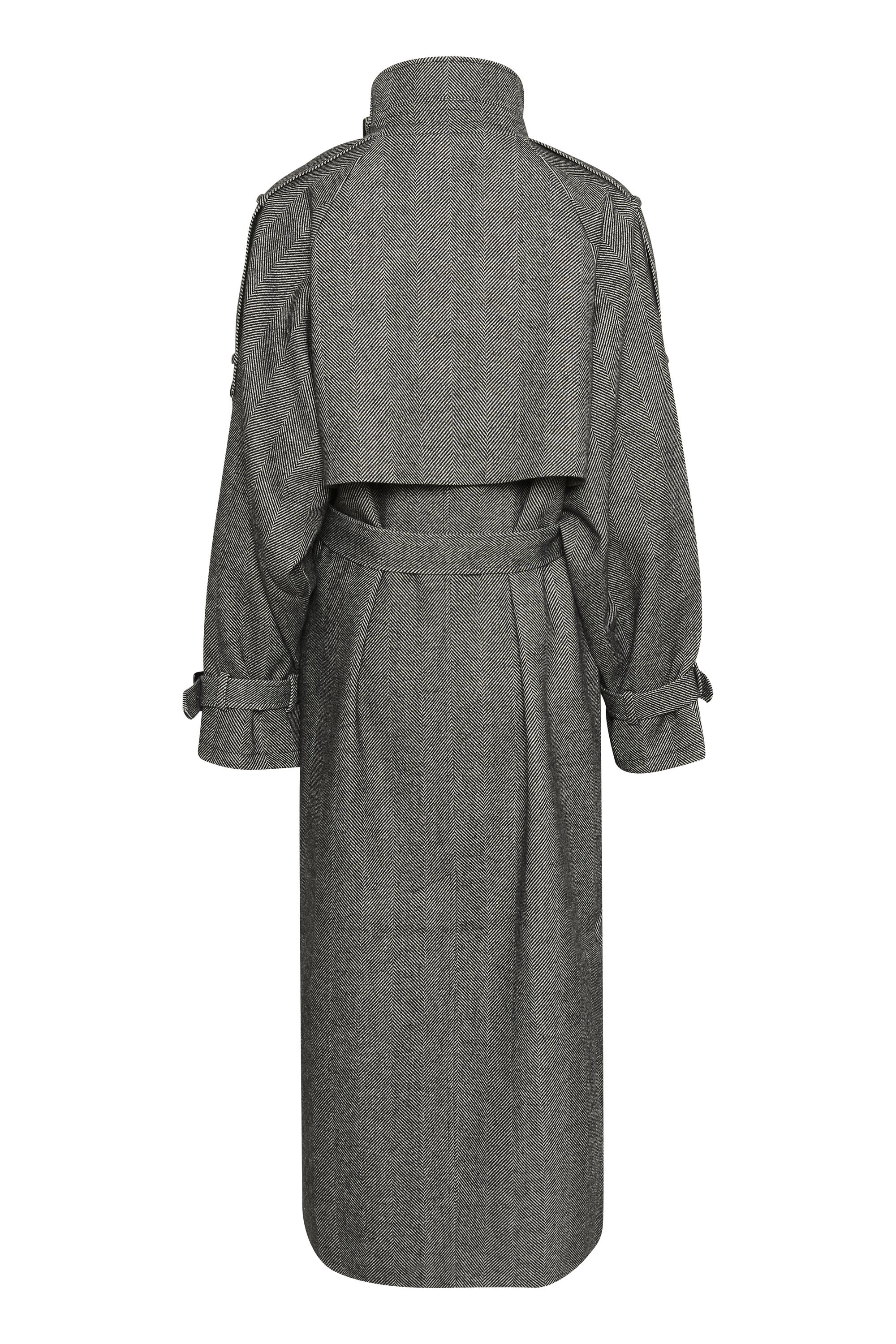 Gestuz AVIC LANGE JAS - Trenchcoat - zwart/grijs