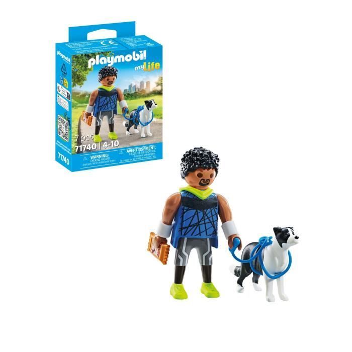 PLAYMOBIL 71740 Hombre atlético con Border Collie, Mi vida, 7 piezas, Para mayores de 4 años