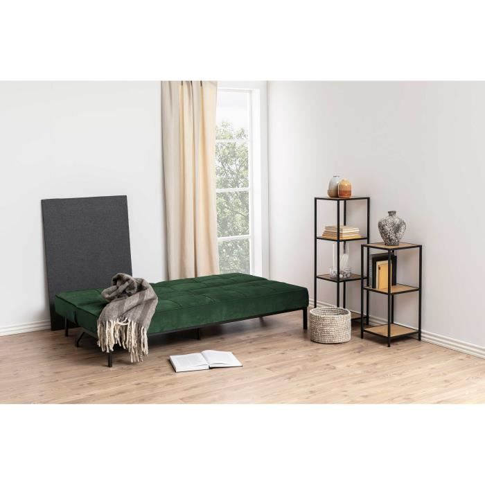 Canapé-lit convertible vert forêt en velours - EMOB - Giovanni - Style vintage - Dimensions 95x198cm