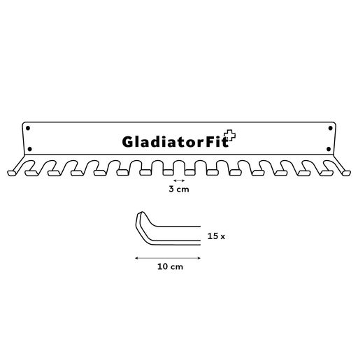  Nástěnný ocelový stojan Gladiatorfit na gumičky a lana 90,5x14,5x9cm