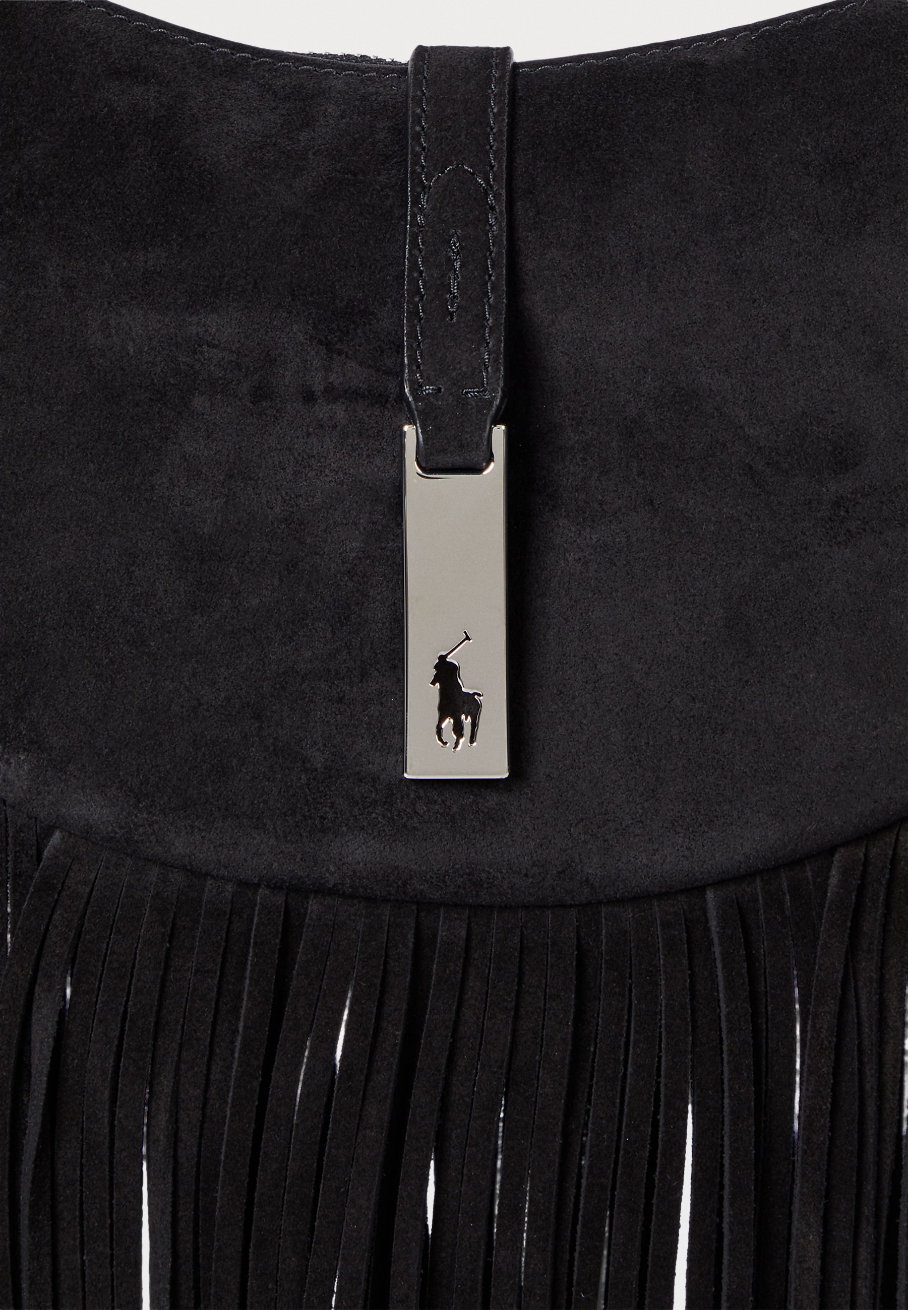 Sac bandoulière Polo Ralph Lauren Polo ID à franges en daim noir - Sac à main