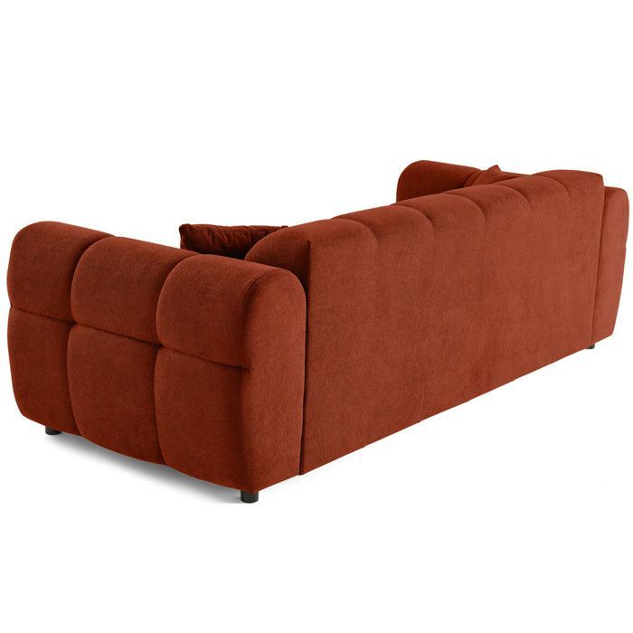 Ray - canapé droit 3 places en tissu texturé - Rouge