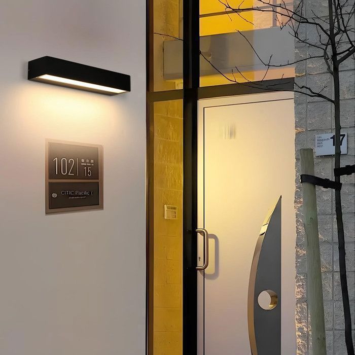 DELIPOP 16W 3000K LED-wandlamp voor buiten – Moderne rechthoekige zwarte ijzeren armatuur voor tuingevels en terrassen