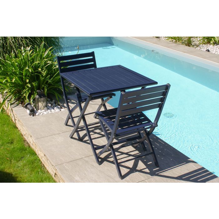 Aluminium tuinset voor 2 personen - Marineblauw