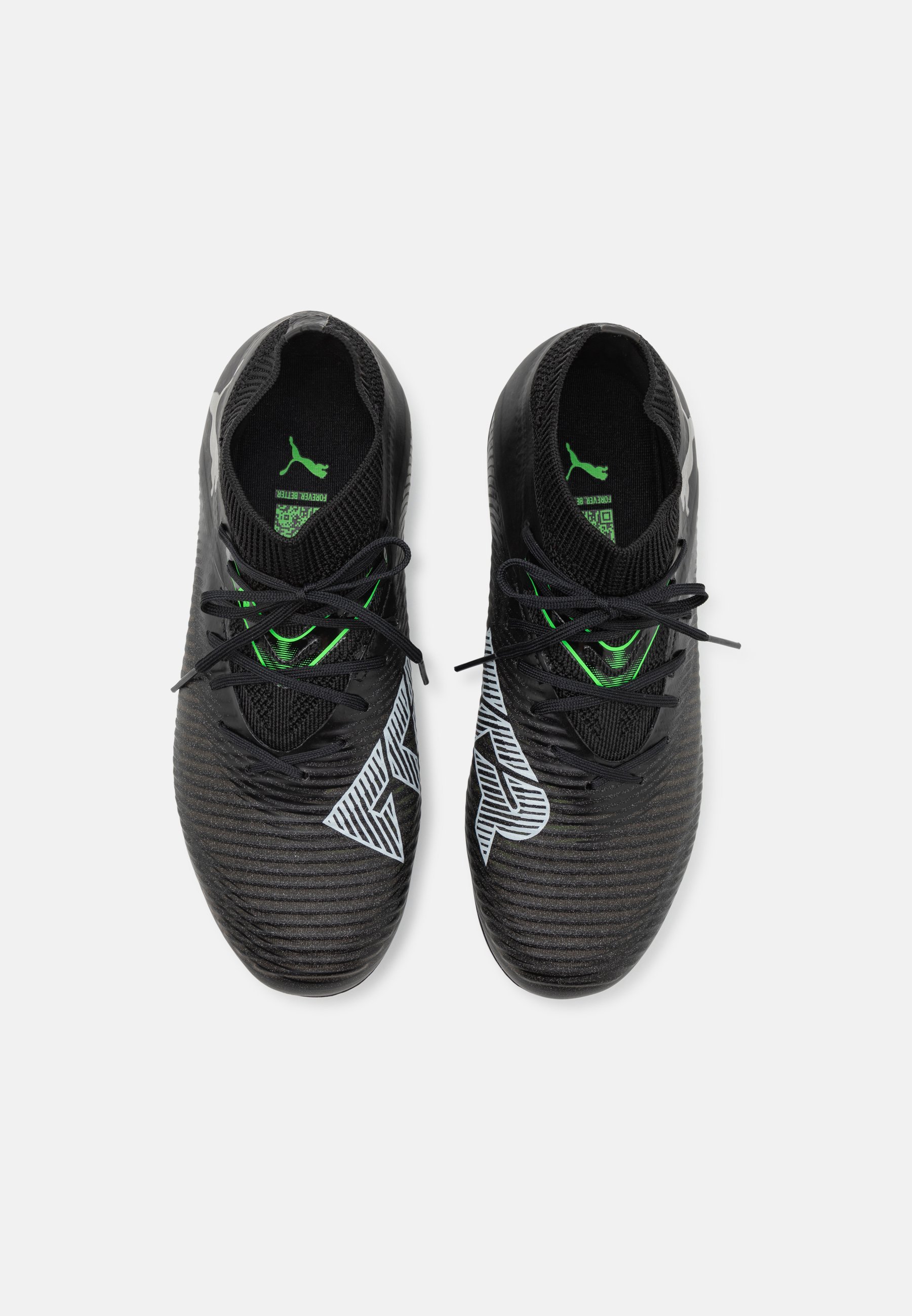 Chaussures de football unisexes Puma FUTURE 8 PRO FG/AG pour terrain ferme - noir/argent/vert fluo