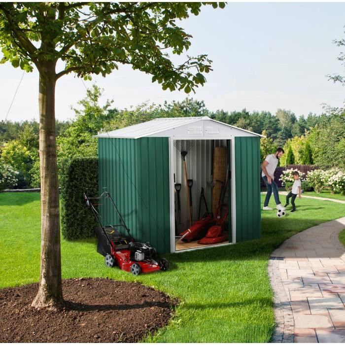 Metalen tuinschuur - HOME AND GARDEN - Rosas - 2,71 m² - Groen - Gegalvaniseerd staal