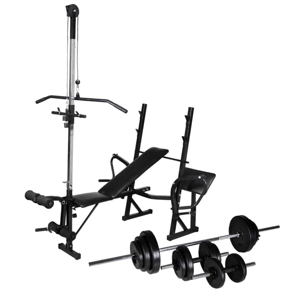 Banco Musculación Vidaxl Con Soporte Pesas, Pesas Y Mancuernas 30,5 Kg