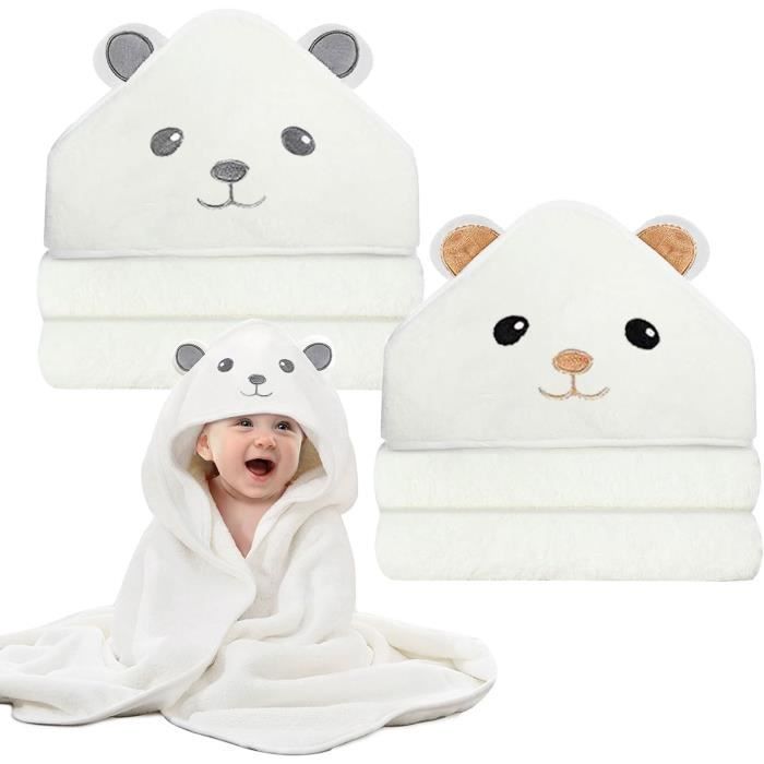 Juego de 3 toallas de baño para bebé, toalla con capucha, capa de baño extragrande para bebé (80 x 80 cm), regalo para baby shower.