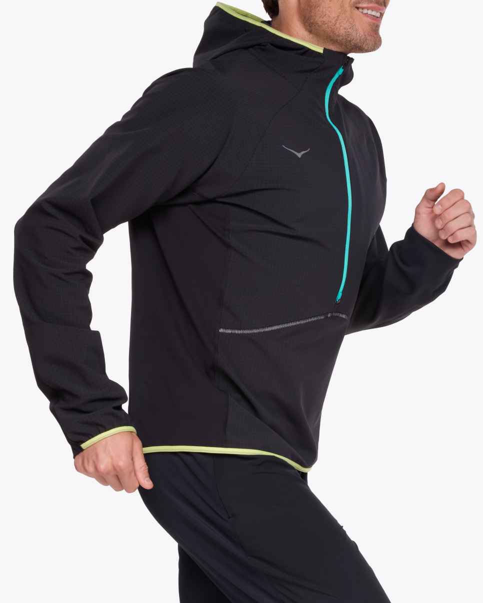 HOKA Sudadera SkyGlow con media cremallera, color negro.