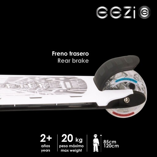 Trottinette électrique Eezi à 3 roues avec lumières multicolores personnalisables