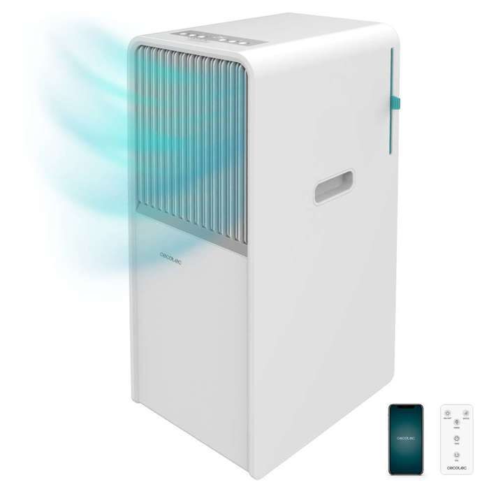 Aire acondicionado portátil conectado Cecotec ForceClima 7550 Style. 7000 BTU, cobertura de 14 m², pantalla LED, 4 modos y 2 velocidades.