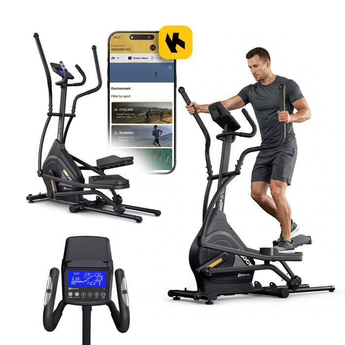 Hop-Sport HS-140CF Rock Home Elliptische Trainer, Opvouwbare Elliptische Trainer, 32 Weerstandsniveaus, Maximaal Draagvermogen 120 kg
