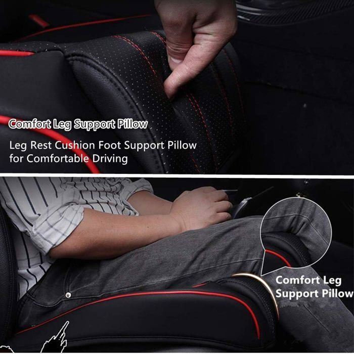 Funda para asiento de coche, cojín para conductor y pasajero delantero con almohada de soporte, 2 piezas PZCC