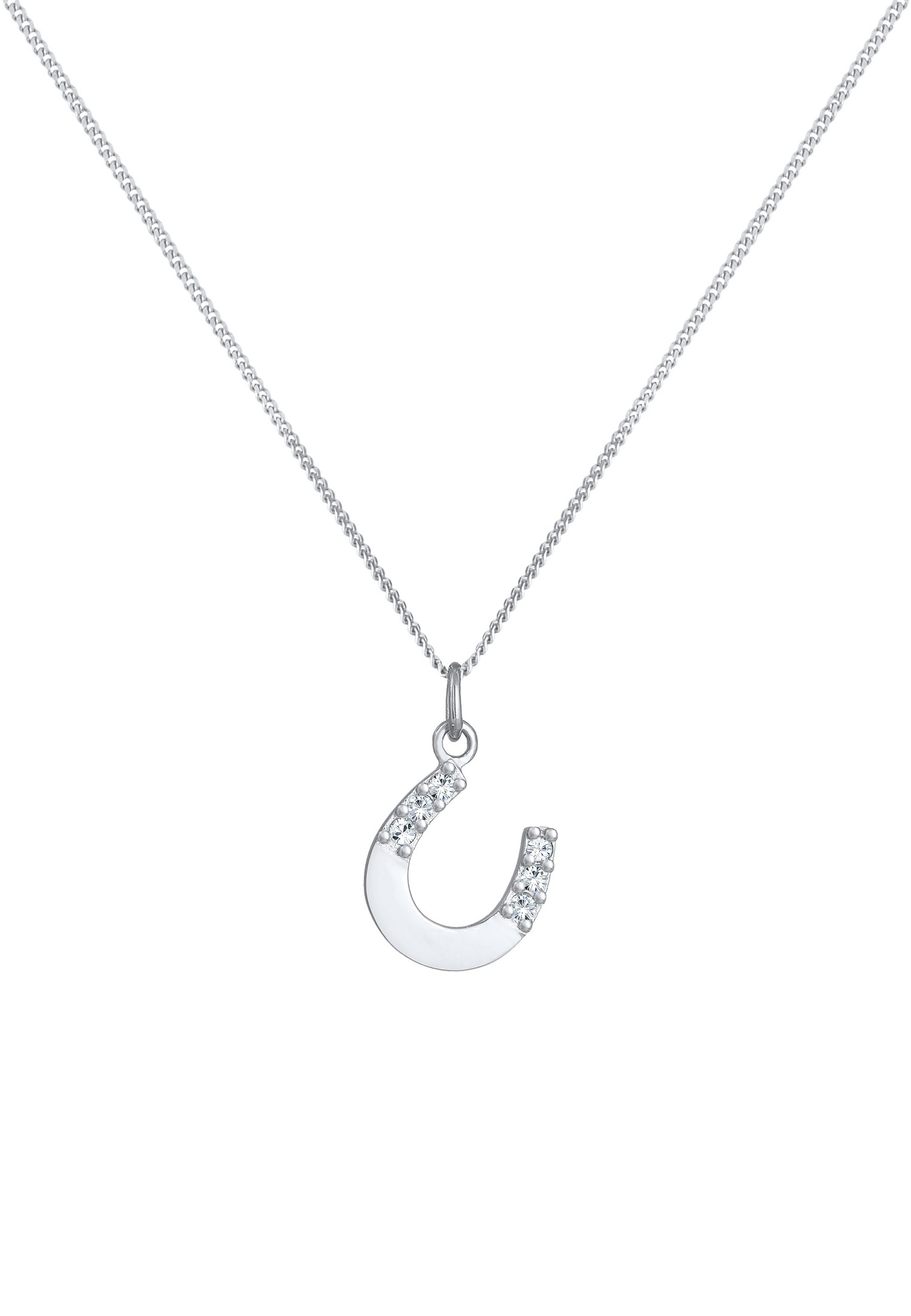 Elli Femmes pendentif fer à cheval simple avec cristal en argent sterling 925