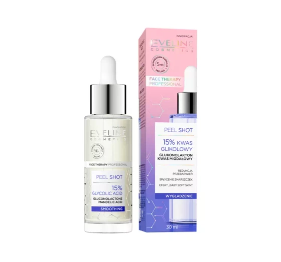 Eveline Cosmetics Peel Shot 15% kwas glikolowy serum peelingujące do twarzy, szyi i dekoltu 30 ml