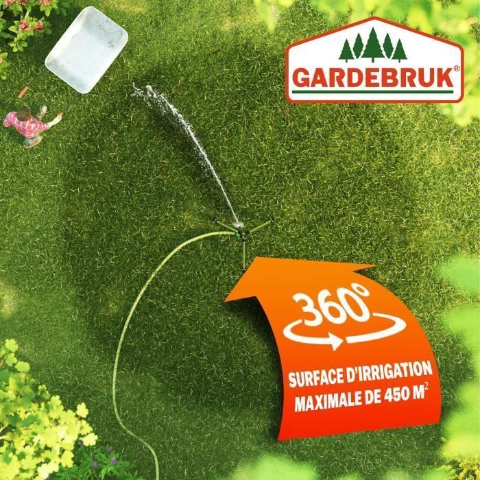 Irrigatore da giardino, treppiede telescopico, irrigazione fino a 24 m, ugello a spruzzo a 360°, irrigatore a impulsi