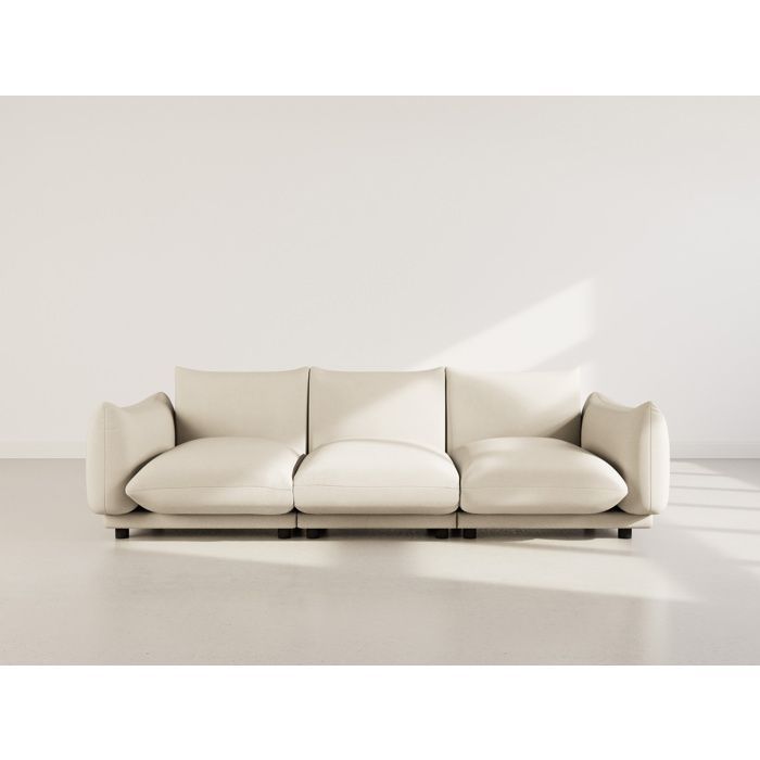 Jeanne - Sofá modular de 3 plazas en terciopelo texturizado - Beige