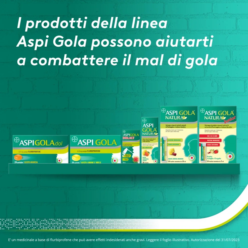 ASPIRINE Aspi Gola Anti-inflammatoire 16 bonbons miel-citron pour le mal de gorge