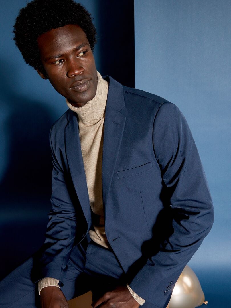 Blazer de corte reto - azul marinho